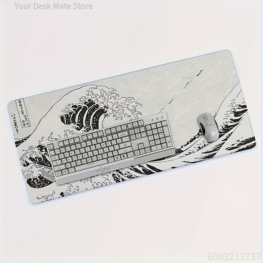 Desk Setup Black And White - Black White Wave Art XXL Desk