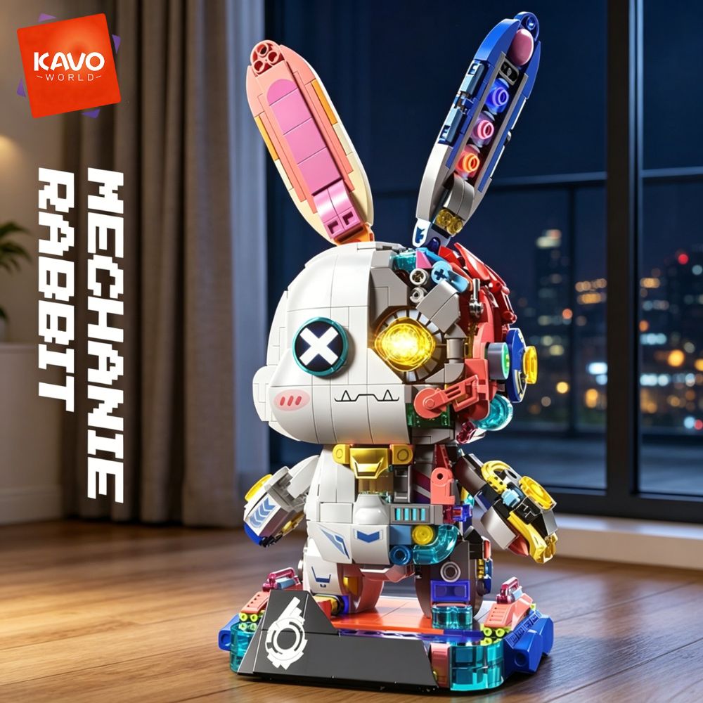 Desk Setup Enthusiast - KAVOWORLD 1377PCS Robot Rabbit Building Blocks