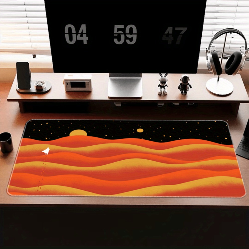 Yellow Desk Setup - Anti-slip gaming mouse pad, with night