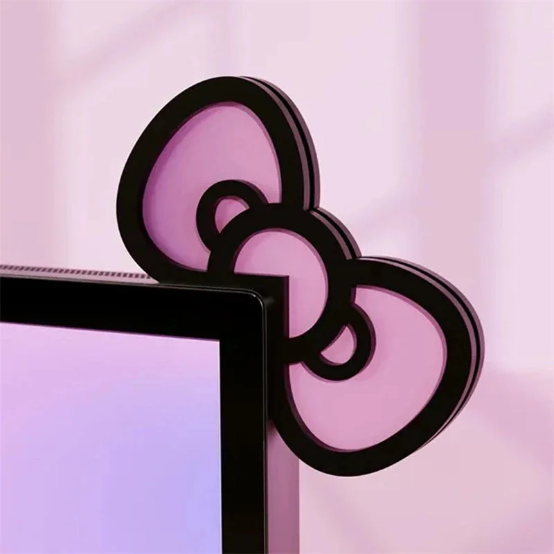 Desk Setup Gifts - Kawaii Pink Acrylic Bow Monitor Decor