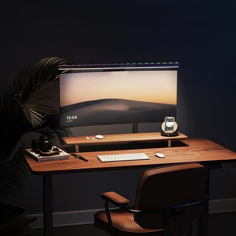 Yellow Desk Setup - LED Monitor Light Hanging Desk Lamp