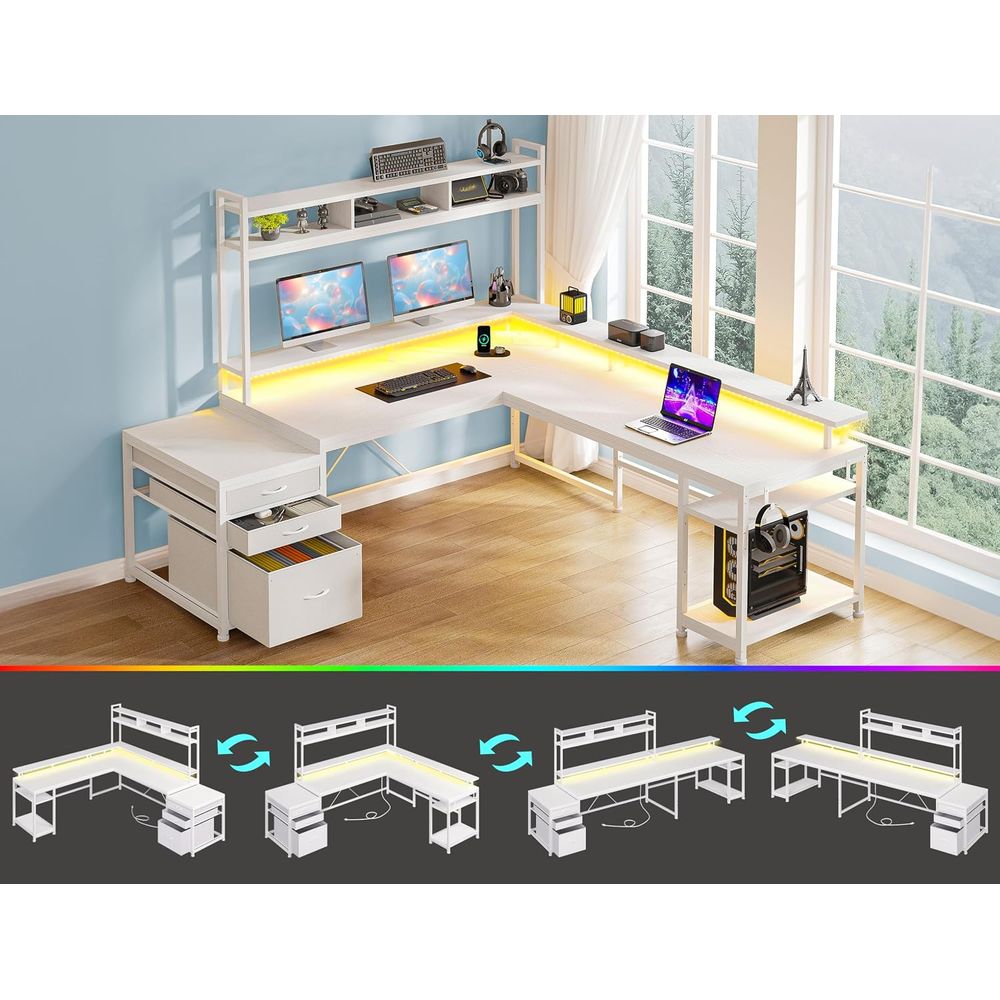 104-inch L-Shaped Desk for Dua - Desk Setup L Shaped review and price