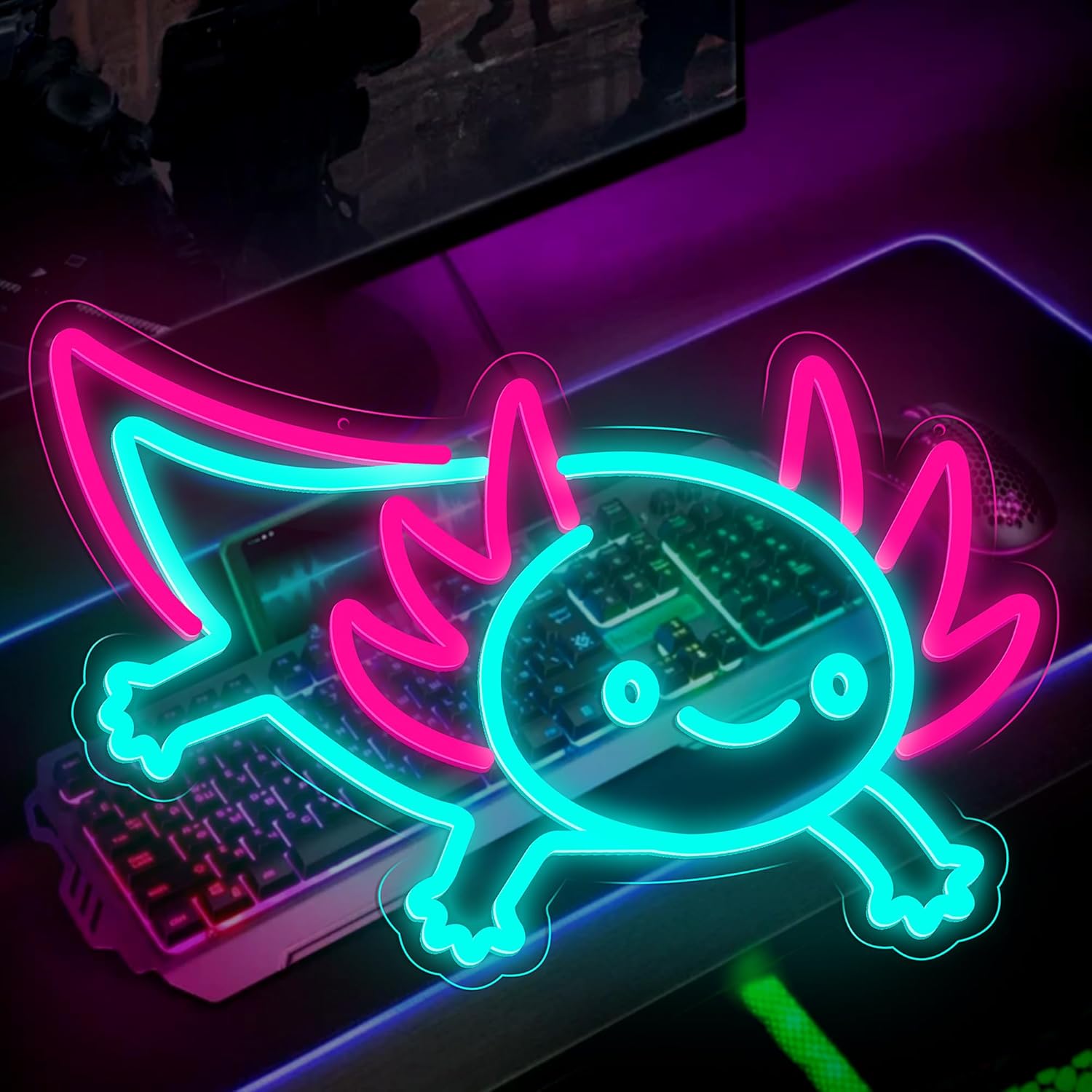 Axolotl Dragon Neon Sign Dimma - Desk Setup Studio review and price