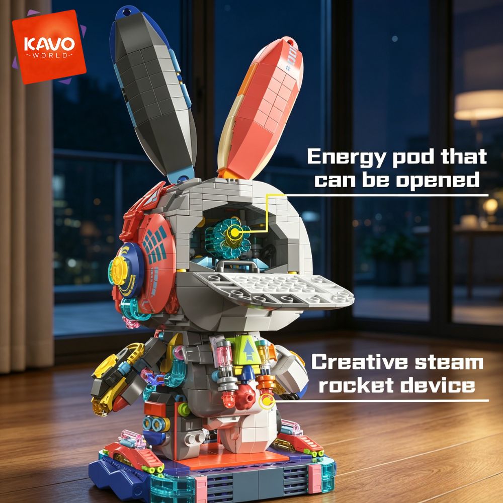 KAVOWORLD 1377PCS Robot Rabbit - Desk Setup Enthusiast review and price