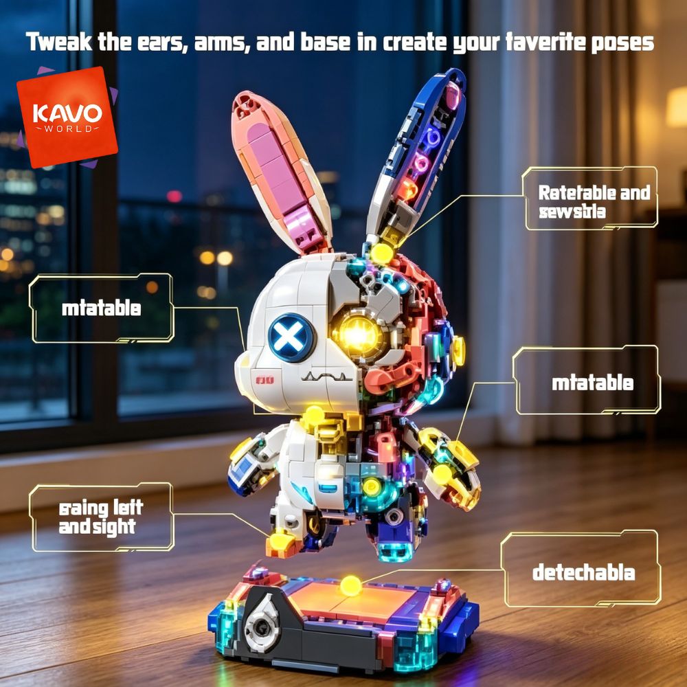KAVOWORLD 1377PCS Robot Rabbit - Desk Setup Enthusiast review and price
