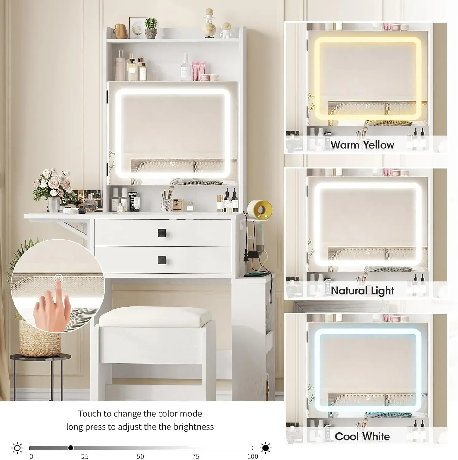 Small Makeup Vanity Desk with  - Desk Setup Charging Station review and price