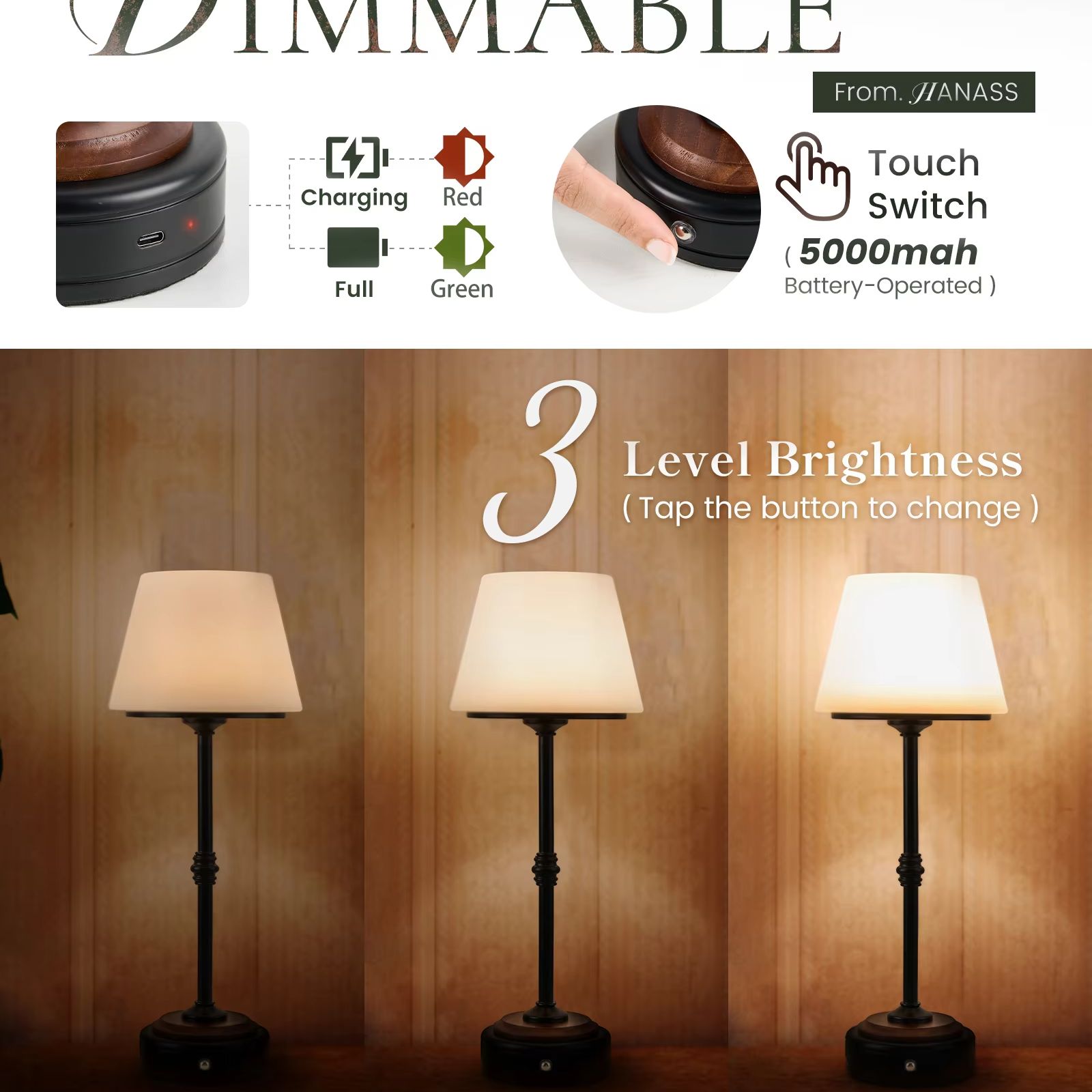 Cordless Table Lamps Set of  5 - Desk Setup Light review and price