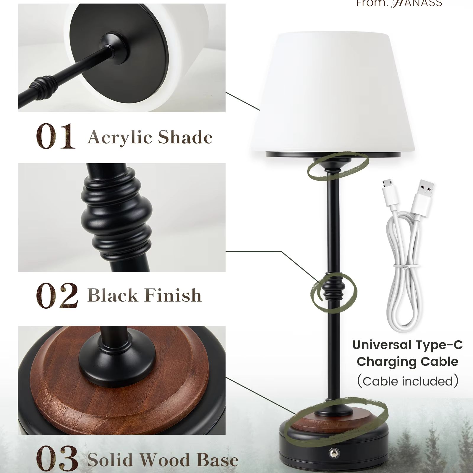 Cordless Table Lamps Set of  5 - Desk Setup Light review and price