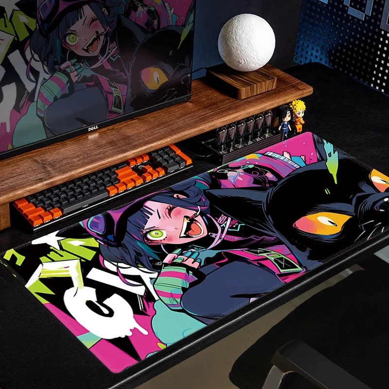 Anime Black Cat Gaming Mouse P - Yellow Desk Setup review and price