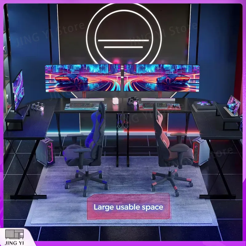 L Shaped Gaming Desk with Moni - Desk Setup L Shaped review and price