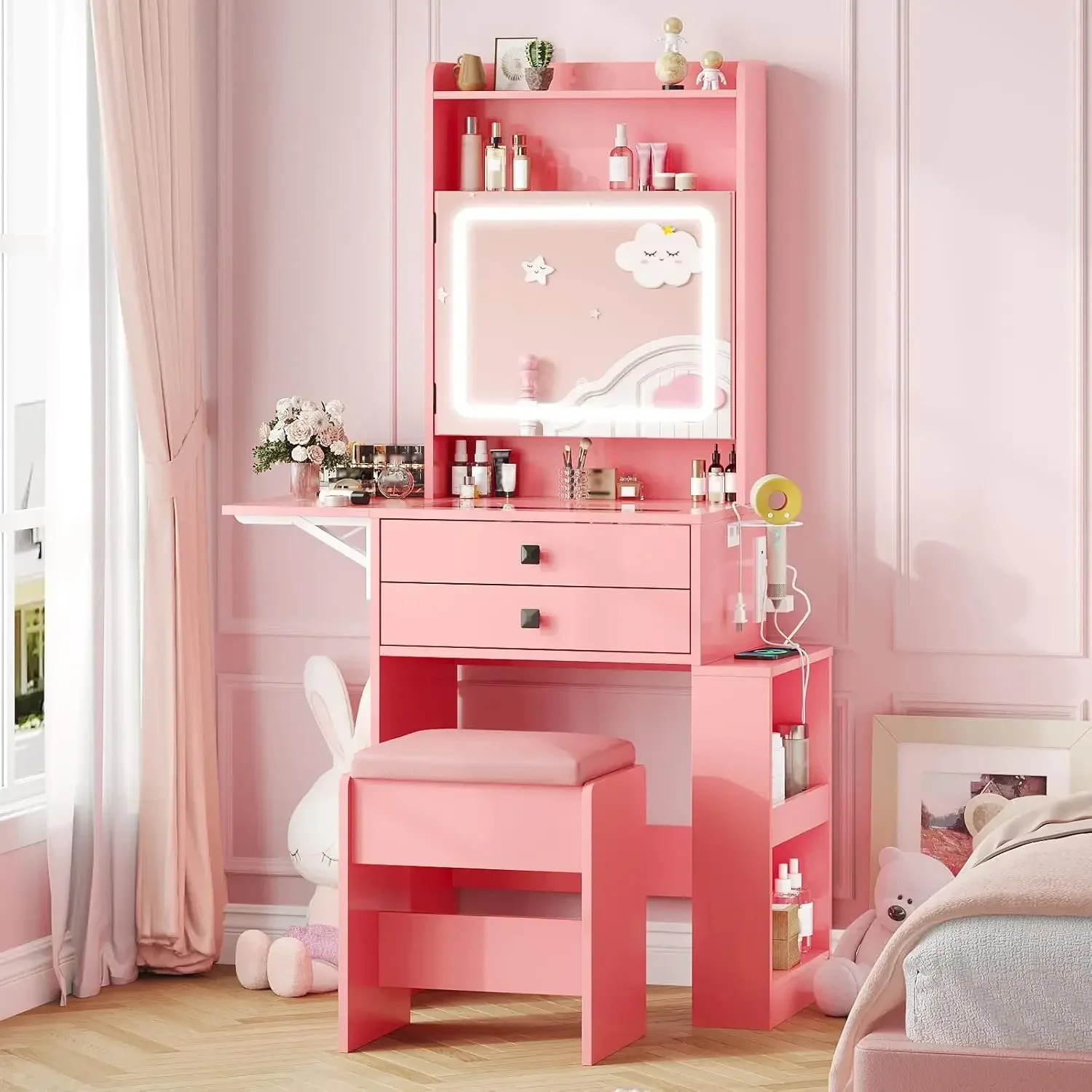 Small Makeup Vanity Desk, 3 Ad - Desk Setup Charging Station review and price