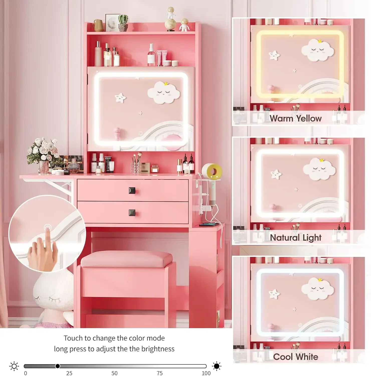 Small Makeup Vanity Desk, 3 Ad - Desk Setup Charging Station review and price