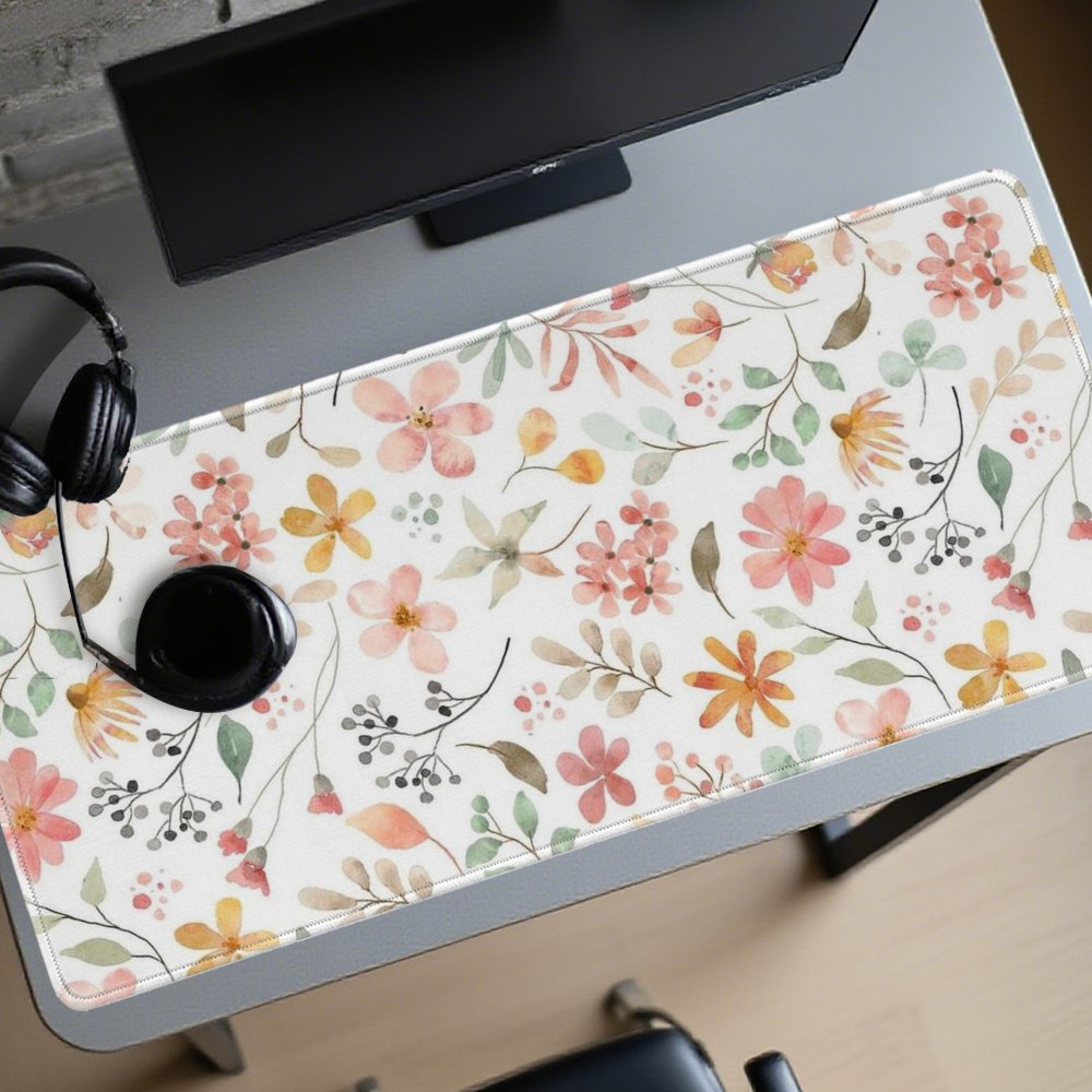 Pink Yellow Floral Mouse Pad D - Yellow Desk Setup review and price