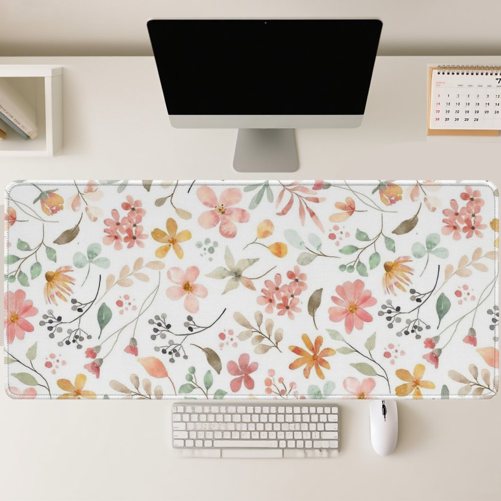 Pink Yellow Floral Mouse Pad D - Yellow Desk Setup review and price