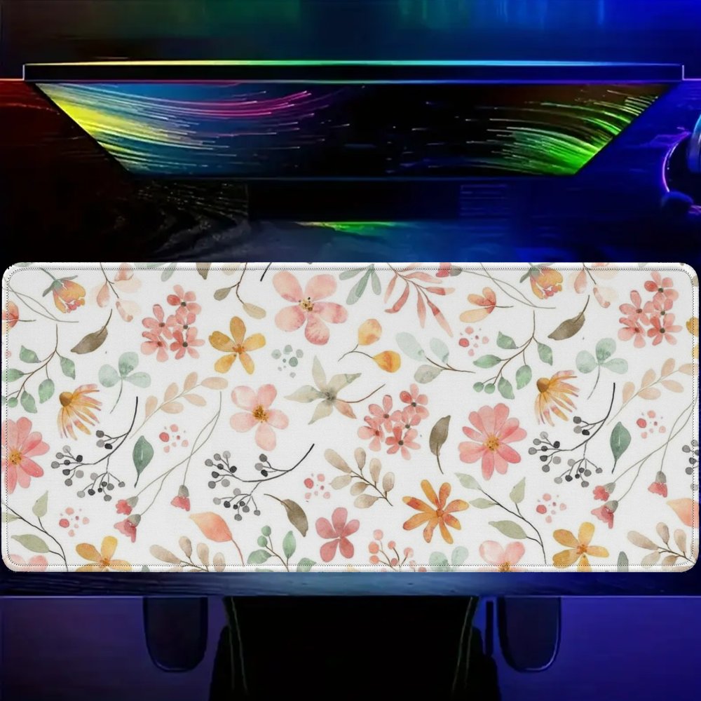 Pink Yellow Floral Mouse Pad D - Yellow Desk Setup review and price