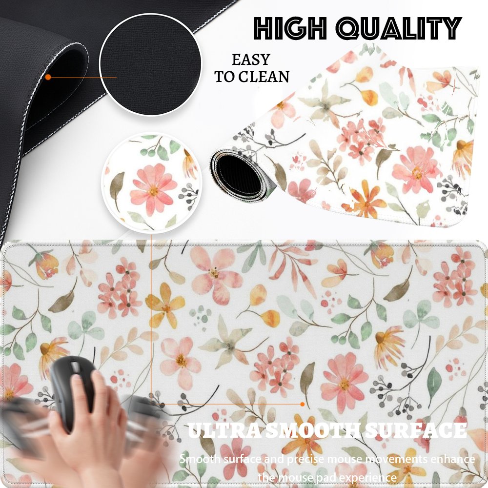 Pink Yellow Floral Mouse Pad D - Yellow Desk Setup review and price
