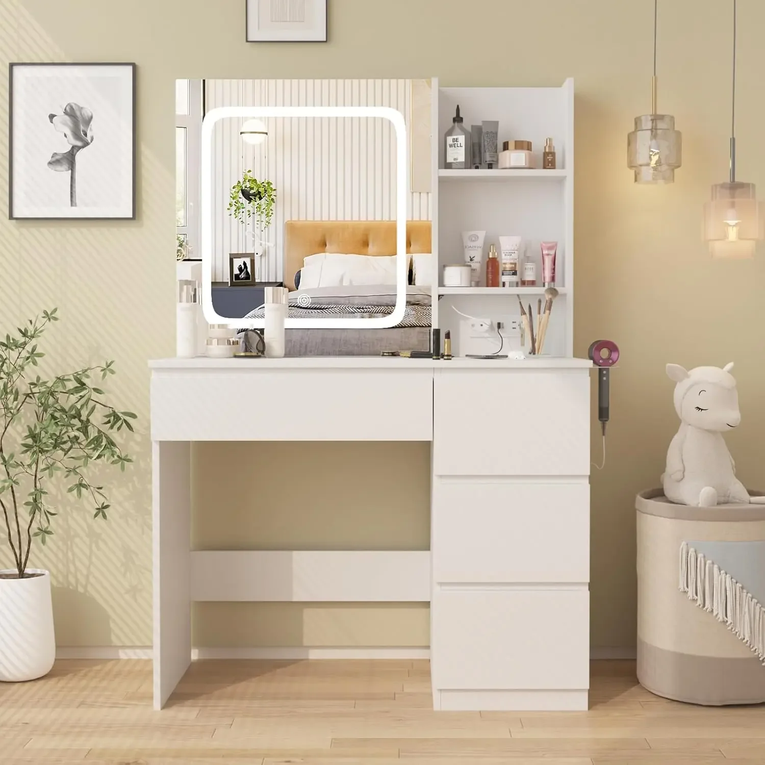 Make Up Vanity Desk with Charg - Desk Setup Charging Station review and price