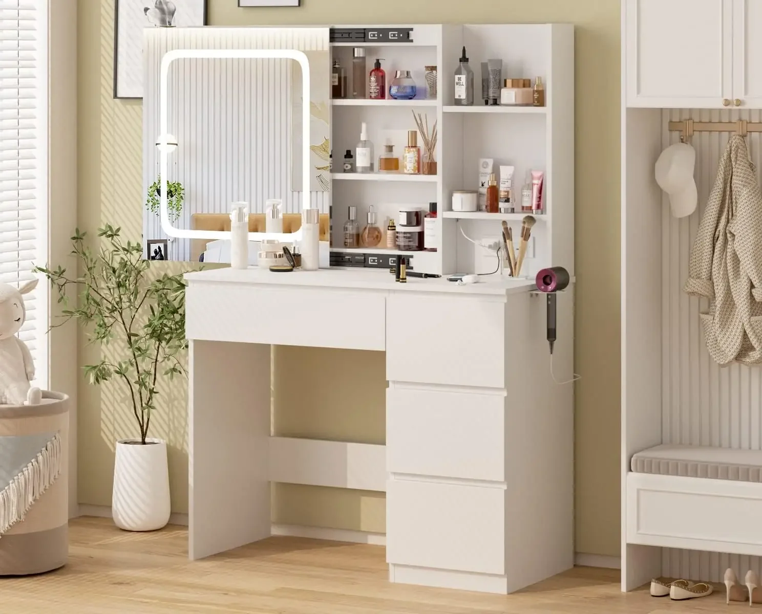 Make Up Vanity Desk with Charg - Desk Setup Charging Station review and price
